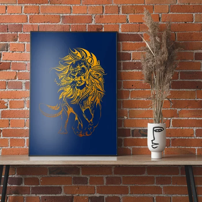 Zodiac Leo Lion Floral Tribal Design Poster