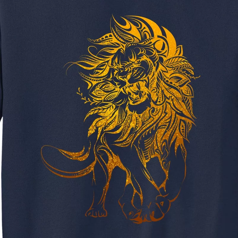 Zodiac Leo Lion Floral Tribal Design Tall Sweatshirt