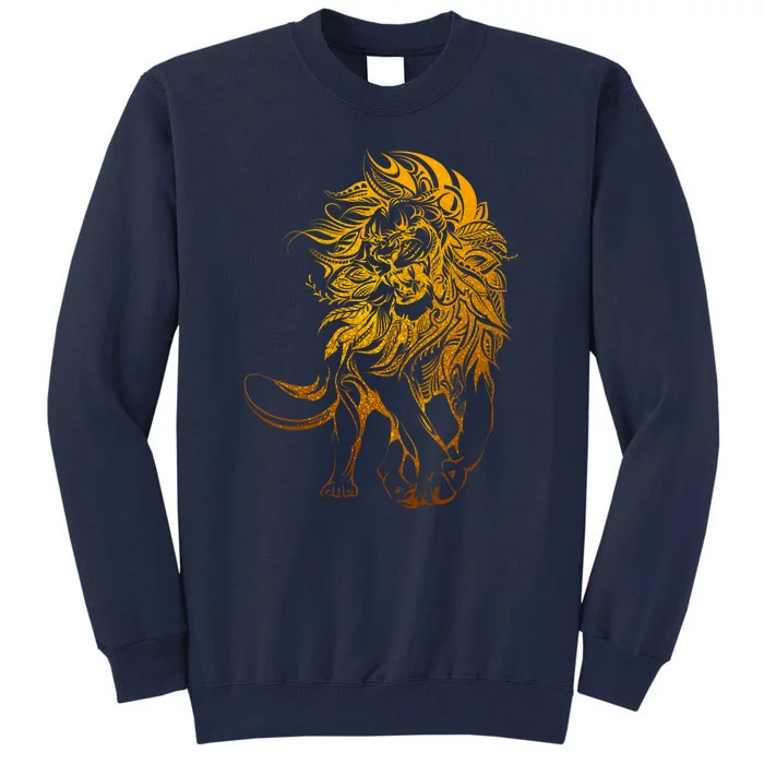 Zodiac Leo Lion Floral Tribal Design Tall Sweatshirt