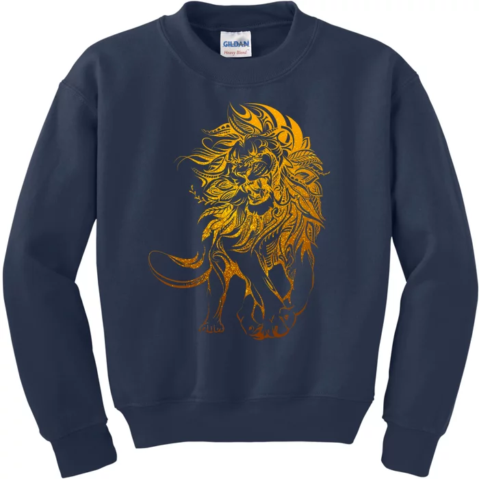 Zodiac Leo Lion Floral Tribal Design Kids Sweatshirt