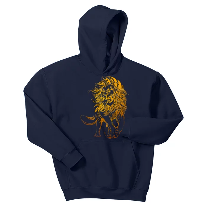 Zodiac Leo Lion Floral Tribal Design Kids Hoodie