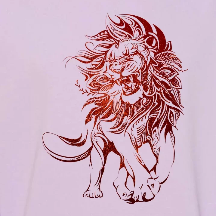 Zodiac Leo Lion Floral Tribal Design Garment-Dyed Sweatshirt