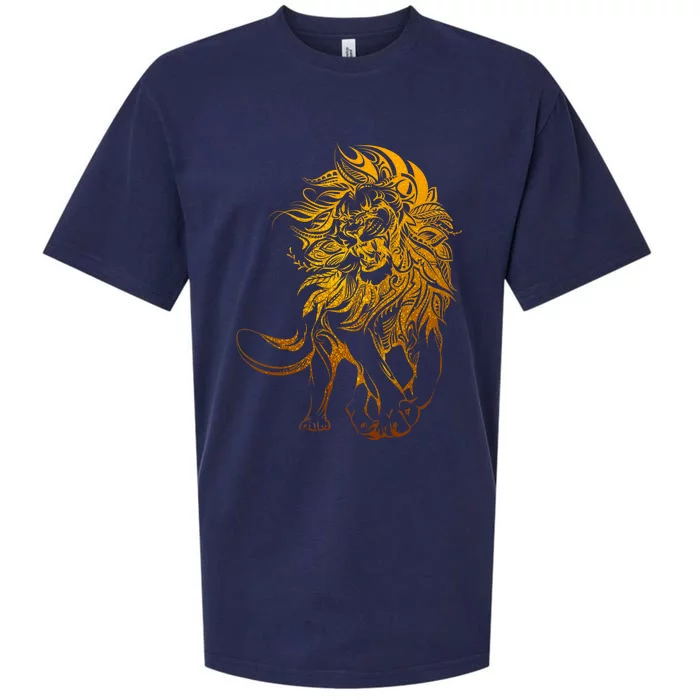 Zodiac Leo Lion Floral Tribal Design Sueded Cloud Jersey T-Shirt