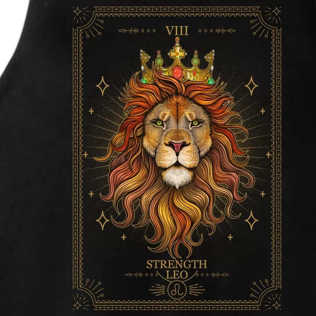 Zodiac Leo Lion Tarot Card VIII Strength Ladies Tri-Blend Wicking Tank