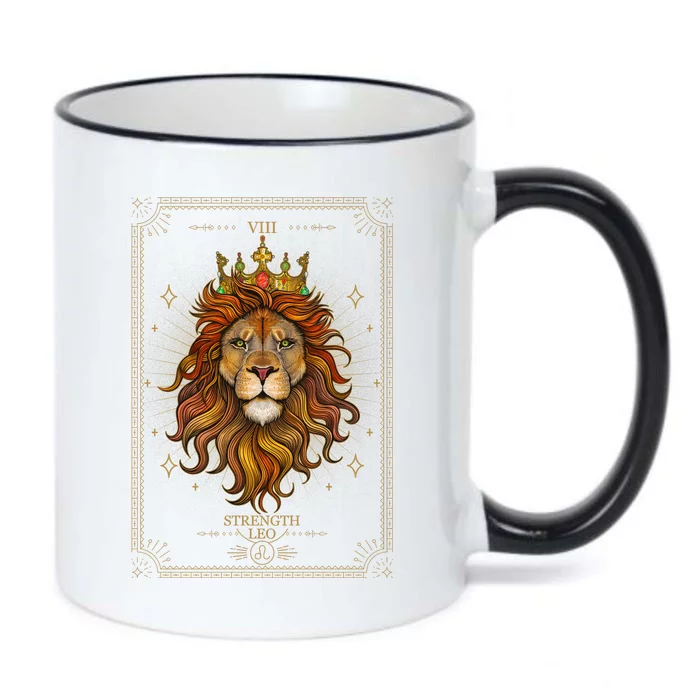 Zodiac Leo Lion Tarot Card VIII Strength Black Color Changing Mug