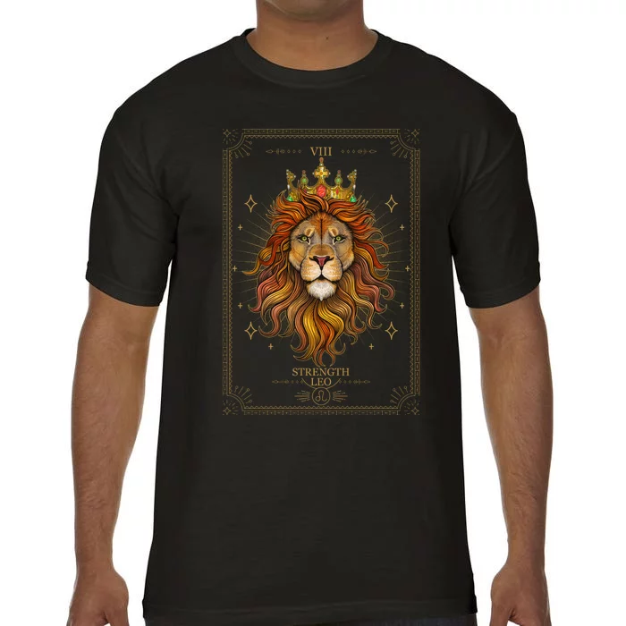 Zodiac Leo Lion Tarot Card VIII Strength Comfort Colors T-Shirt