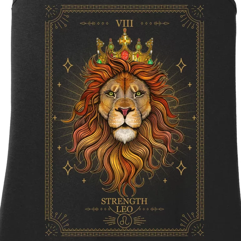 Zodiac Leo Lion Tarot Card VIII Strength Ladies Essential Tank