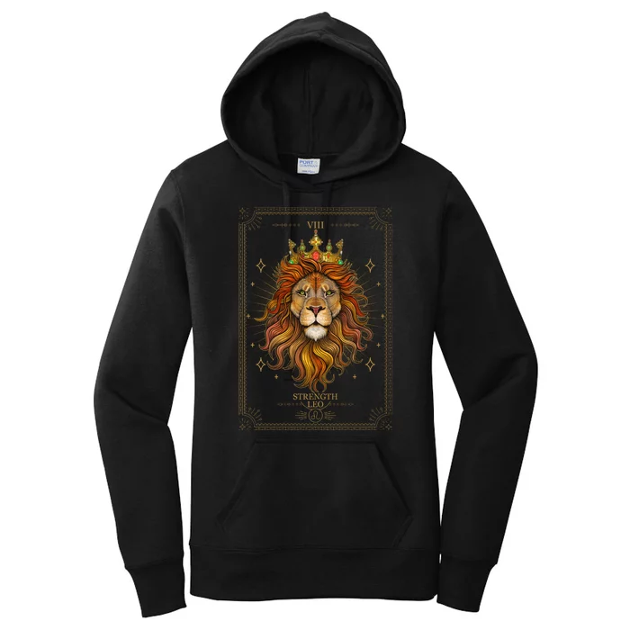 Zodiac Leo Lion Tarot Card VIII Strength Women's Pullover Hoodie