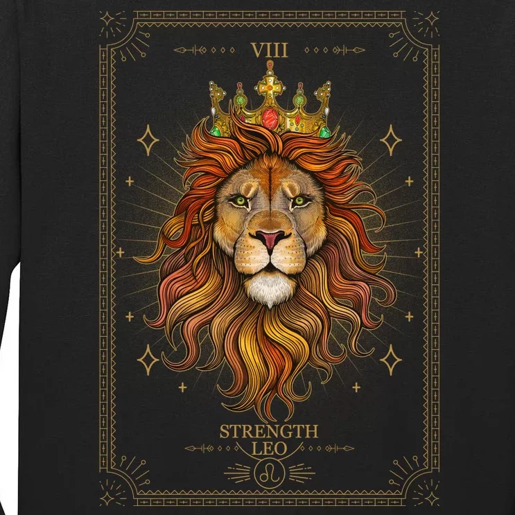 Zodiac Leo Lion Tarot Card VIII Strength Tall Long Sleeve T-Shirt