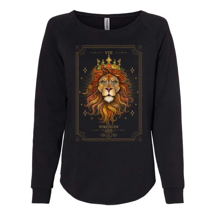 Zodiac Leo Lion Tarot Card VIII Strength Womens California Wash Sweatshirt