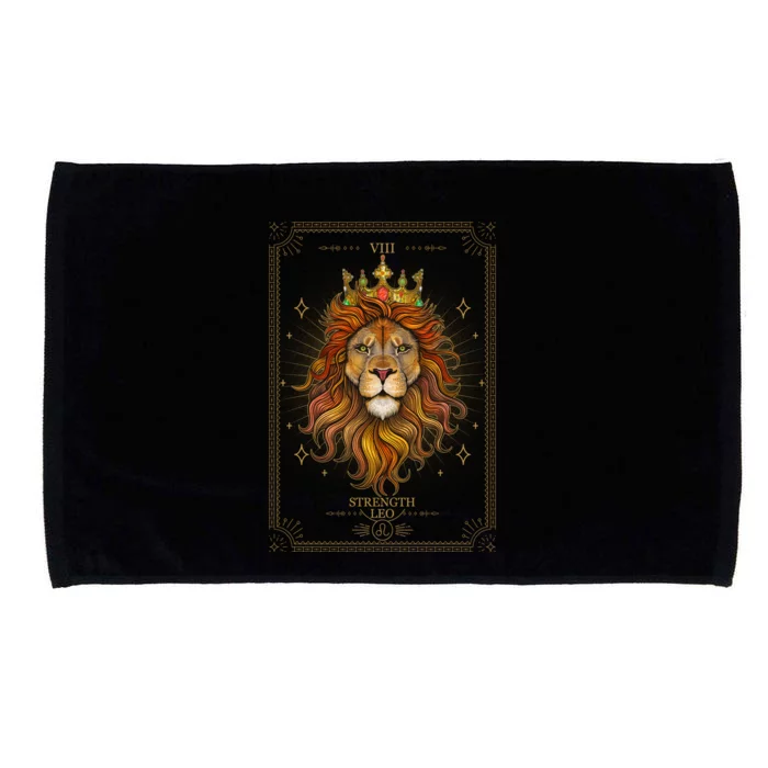 Zodiac Leo Lion Tarot Card VIII Strength Microfiber Hand Towel