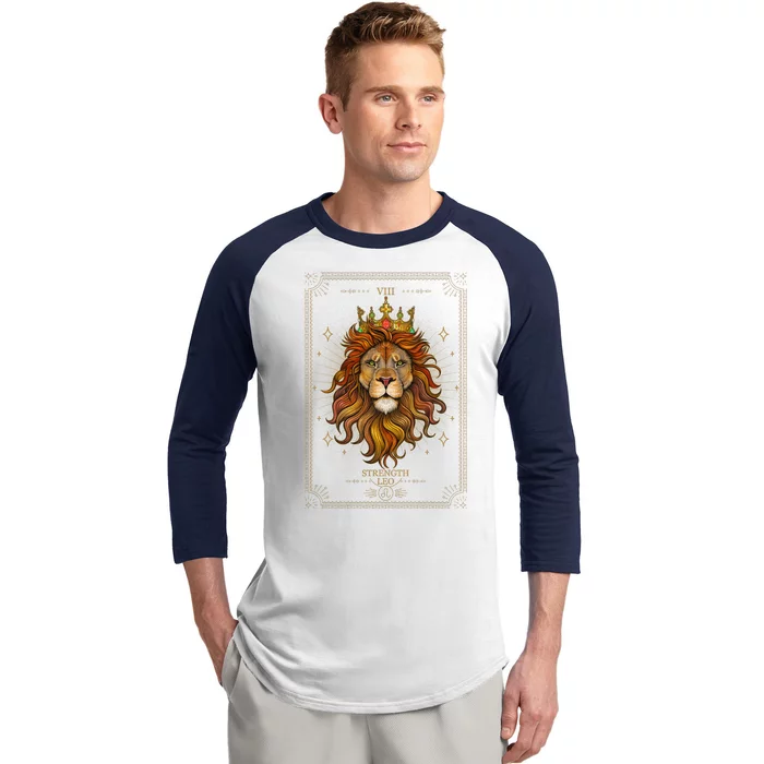 Zodiac Leo Lion Tarot Card VIII Strength Baseball Sleeve Shirt