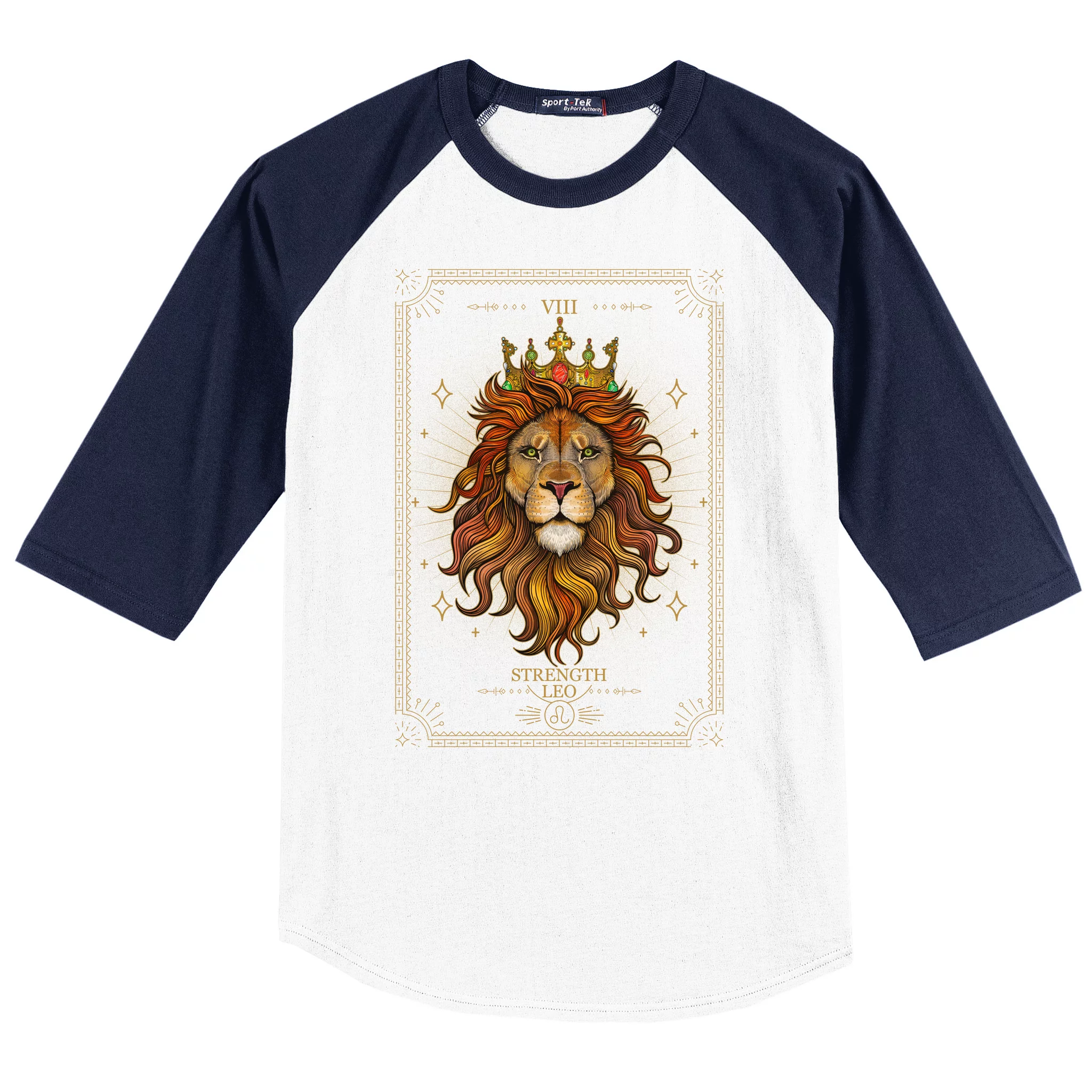 TeeShirtPalace | Zodiac Leo Lion Tarot Card VIII Strength Baseball Sleeve  Shirt
