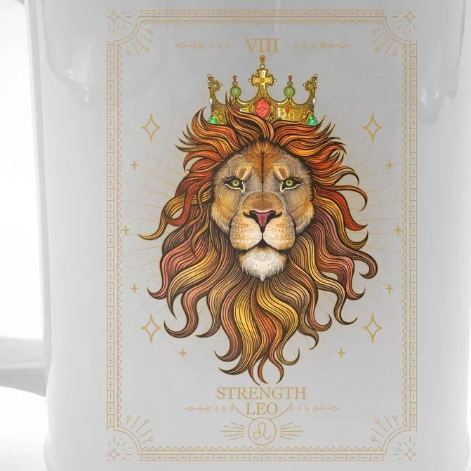 Zodiac Leo Lion Tarot Card VIII Strength Front & Back Beer Stein