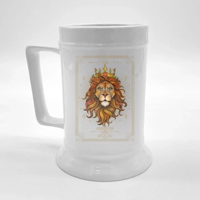 Zodiac Leo Lion Tarot Card VIII Strength Front & Back Beer Stein