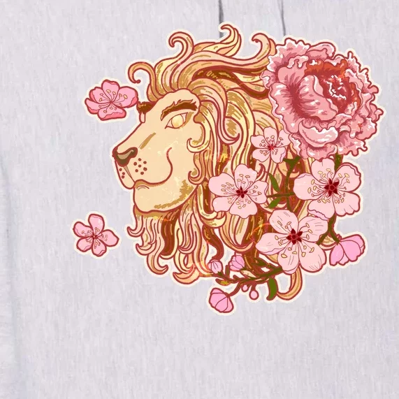 Zodiac Leo Lion with Japanese Cherry Blossoms Premium Hoodie