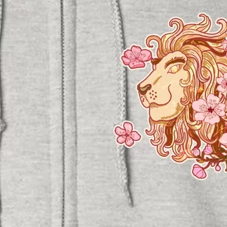 Zodiac Leo Lion with Japanese Cherry Blossoms Full Zip Hoodie