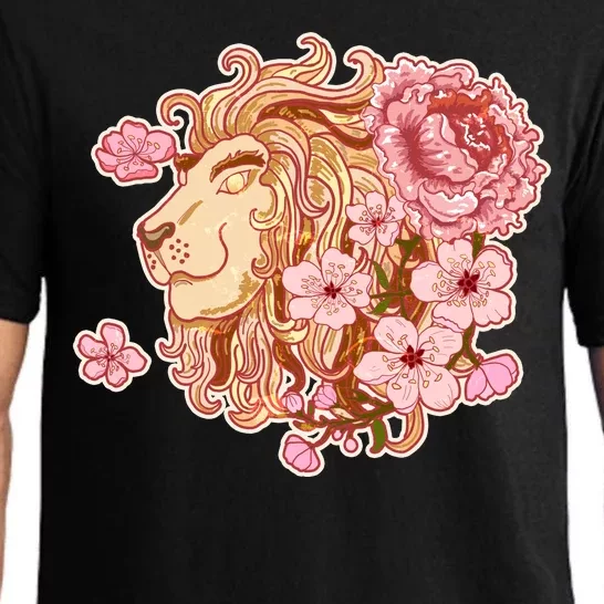 Zodiac Leo Lion with Japanese Cherry Blossoms Pajama Set