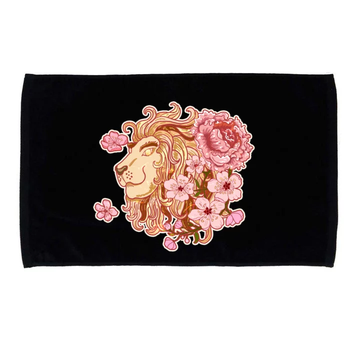 Zodiac Leo Lion with Japanese Cherry Blossoms Microfiber Hand Towel