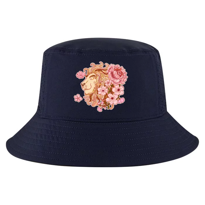 Zodiac Leo Lion with Japanese Cherry Blossoms Cool Comfort Performance Bucket Hat