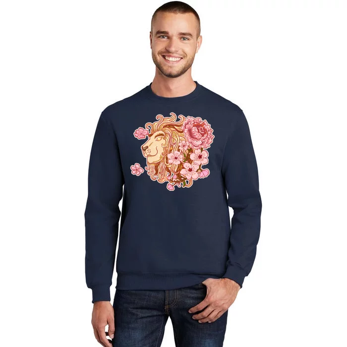 Zodiac Leo Lion with Japanese Cherry Blossoms Tall Sweatshirt