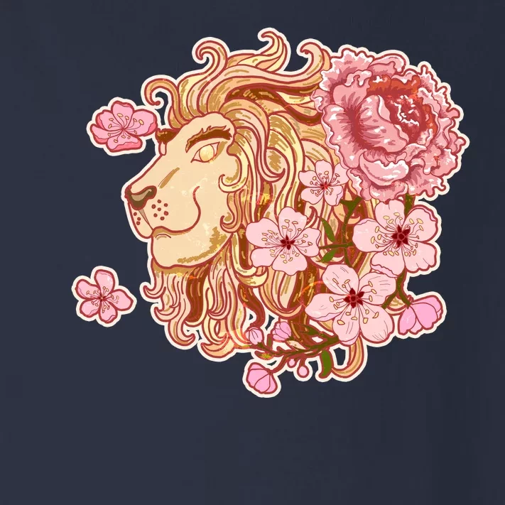 Zodiac Leo Lion with Japanese Cherry Blossoms Toddler Long Sleeve Shirt