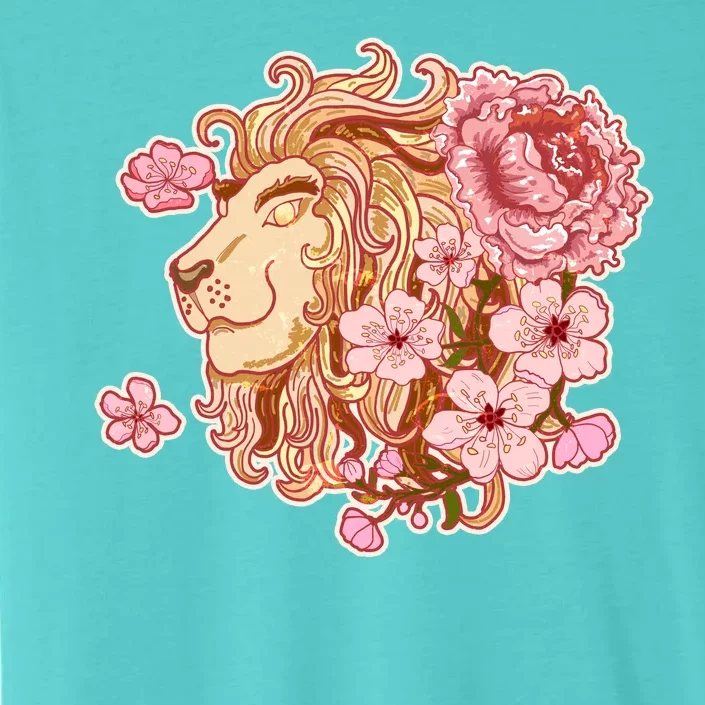 Zodiac Leo Lion with Japanese Cherry Blossoms ChromaSoft Performance T-Shirt