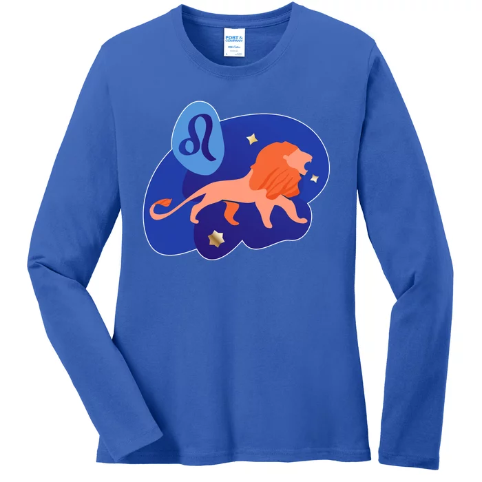 Zodiac Leo Simple Lion Ladies Long Sleeve Shirt