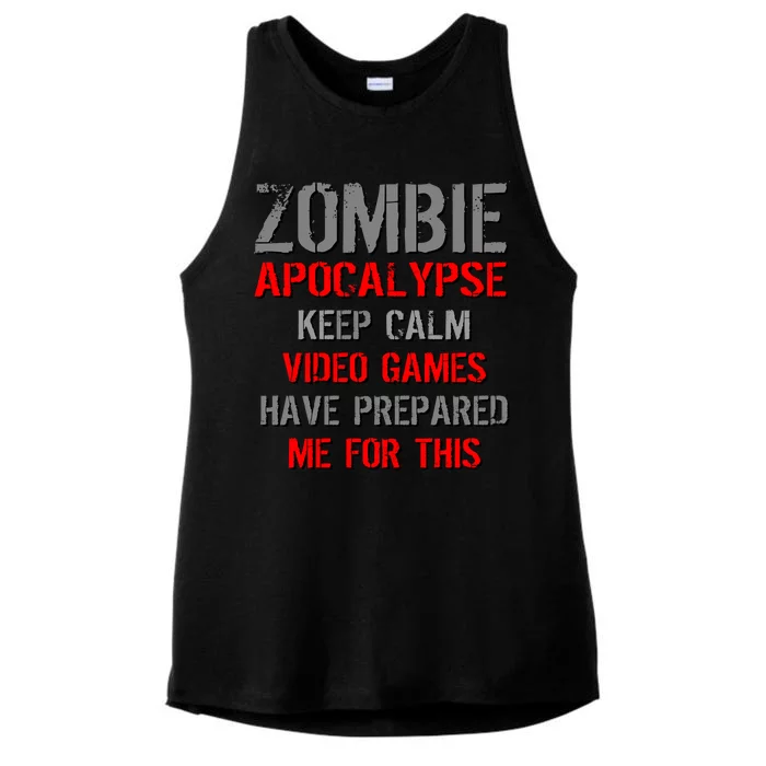 Zombie Apocalypse Keep Calm Video Games Prepared Me Ladies Tri-Blend Wicking Tank