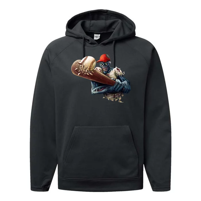 Zombie Baseball Batter Performance Fleece Hoodie