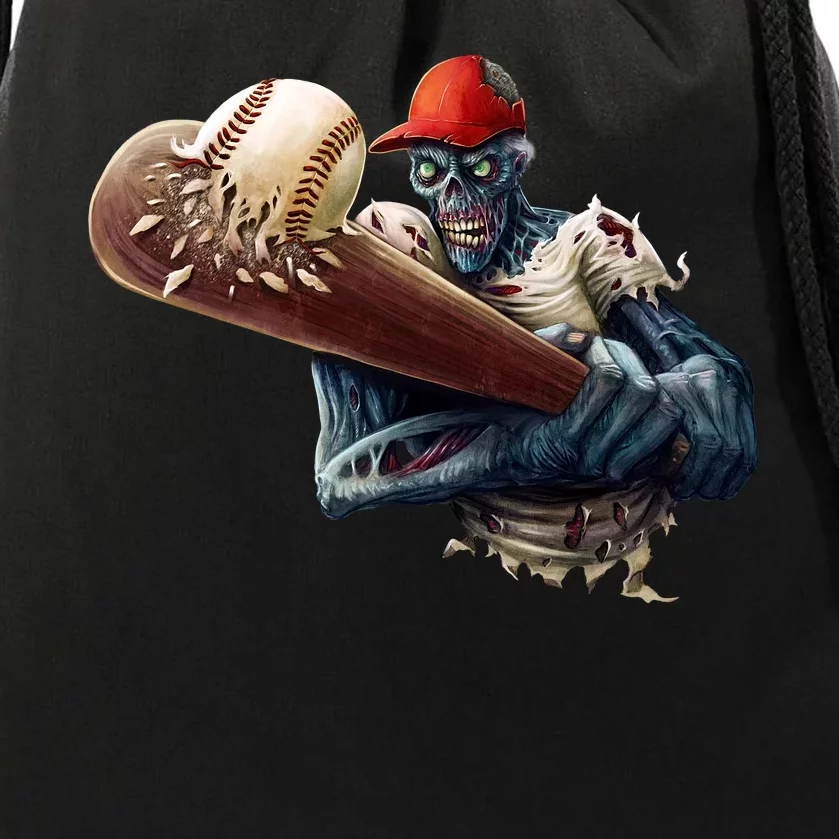 Zombie Baseball Batter Drawstring Bag