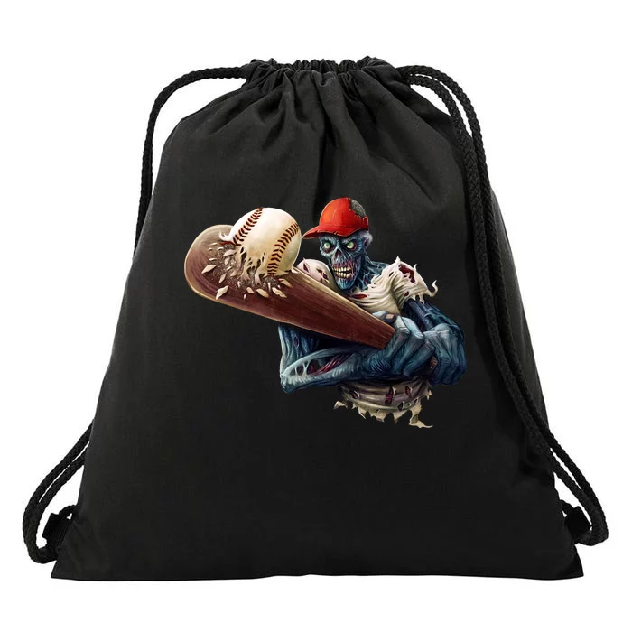 Zombie Baseball Batter Drawstring Bag