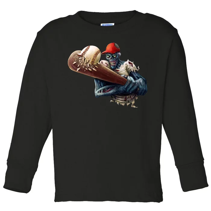 Zombie Baseball Batter Toddler Long Sleeve Shirt