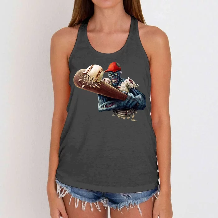 Zombie Baseball Batter Women's Knotted Racerback Tank