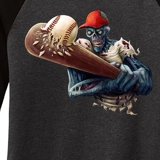 Zombie Baseball Batter Women's Tri-Blend 3/4-Sleeve Raglan Shirt