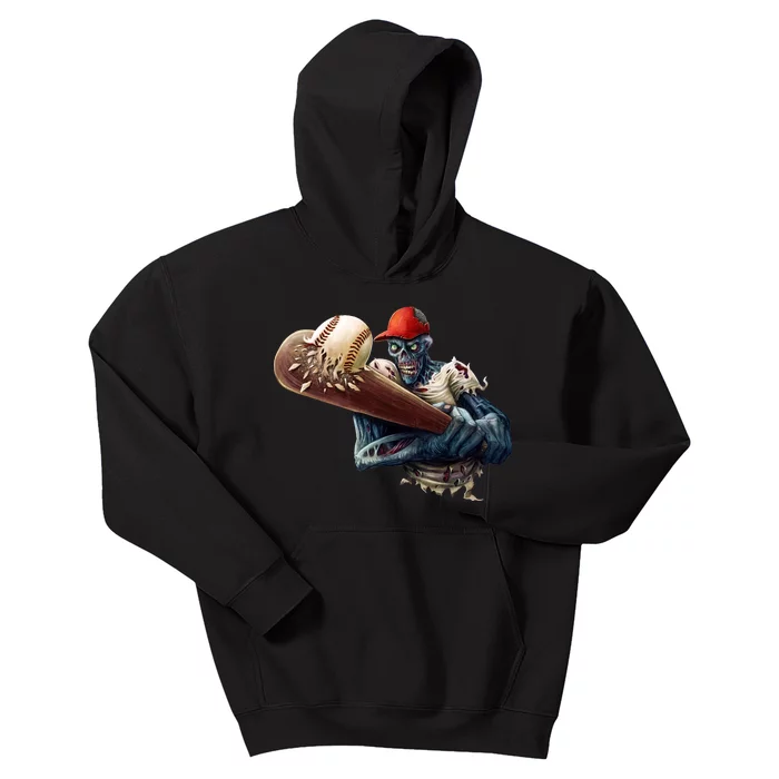 Zombie Baseball Batter Kids Hoodie