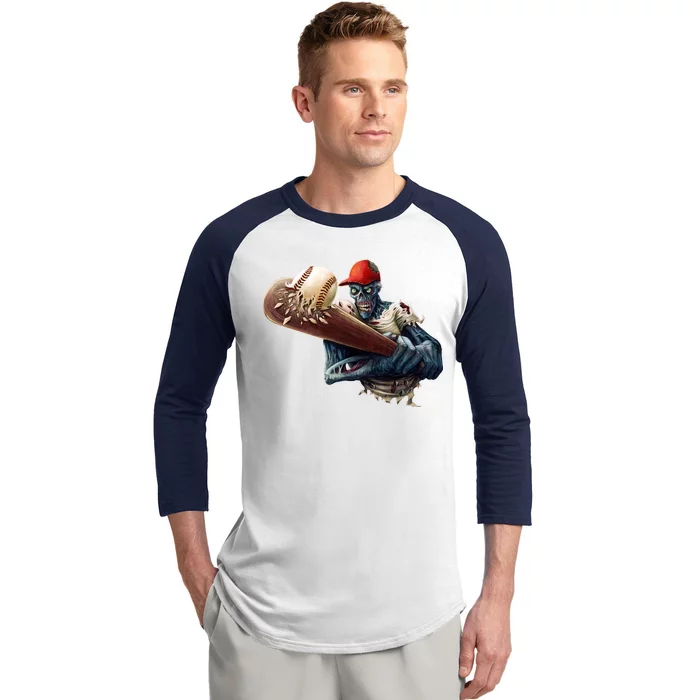 Zombie Baseball Batter Baseball Sleeve Shirt