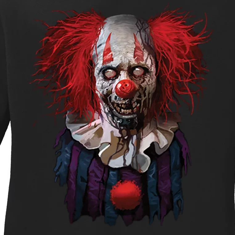 Zombie Clown Ladies Long Sleeve Shirt