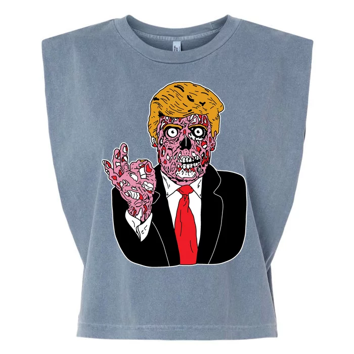 Zombie Donald Trump Funny Halloween Garment-Dyed Women's Muscle Tee