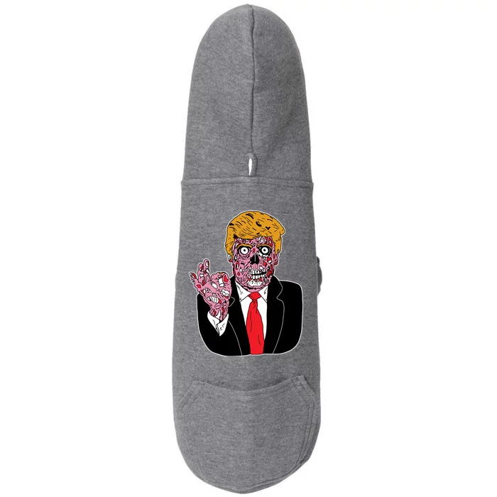 Zombie Donald Trump Funny Halloween Doggie 3-End Fleece Hoodie