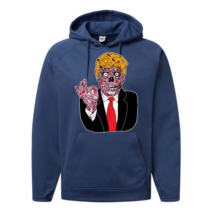 Zombie Donald Trump Funny Halloween Performance Fleece Hoodie