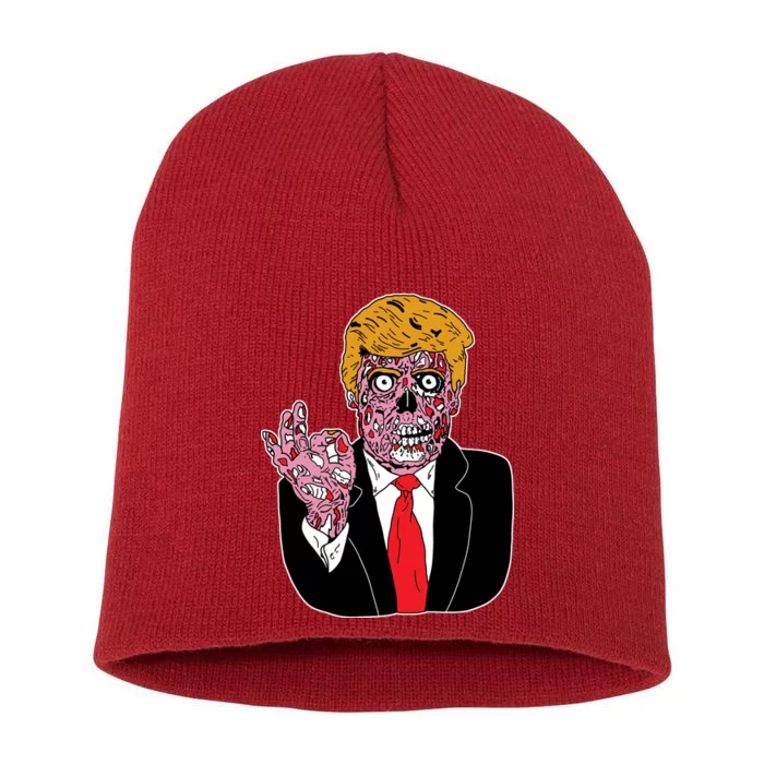 Zombie Donald Trump Funny Halloween Short Acrylic Beanie