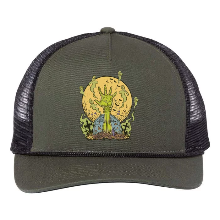 Zombie Hand Ghost Graveyard Retro Rope Trucker Hat Cap