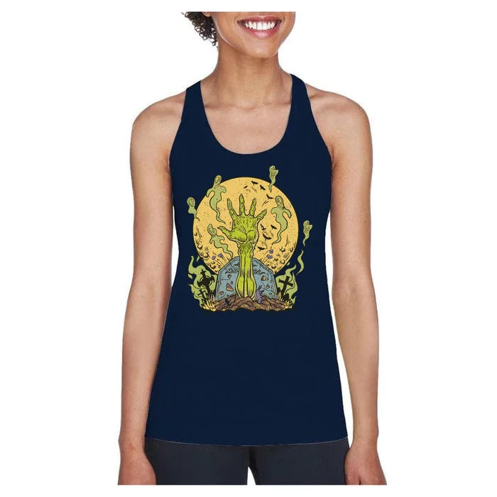 Zombie Hand Ghost Graveyard Women's Racerback Tank