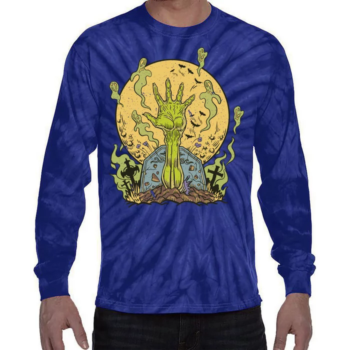 Zombie Hand Ghost Graveyard Tie-Dye Long Sleeve Shirt