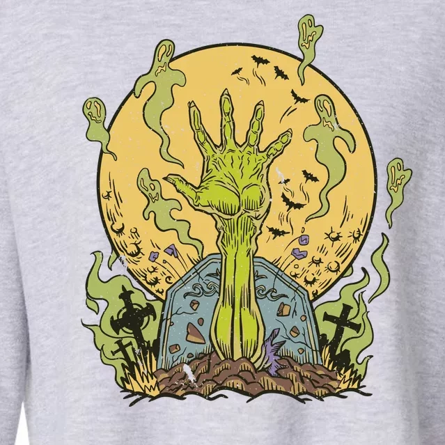 Zombie Hand Ghost Graveyard Cropped Pullover Crew