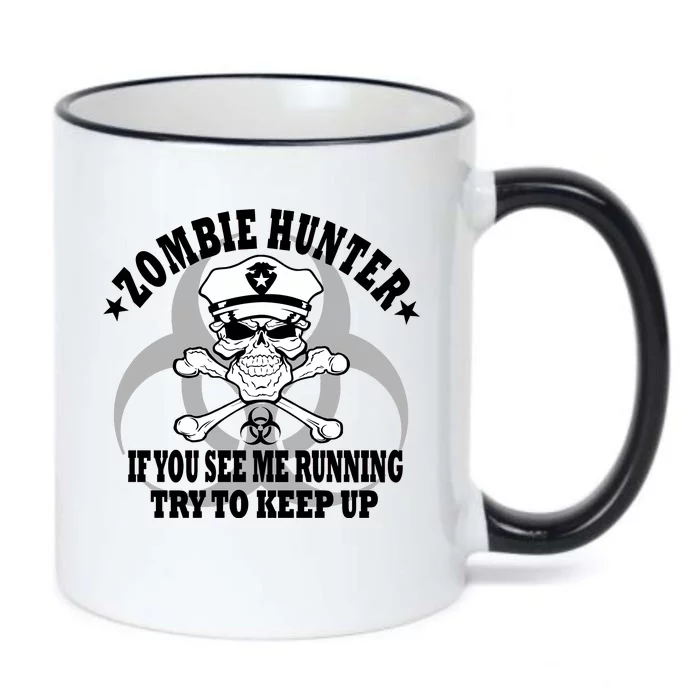 Zombie Hunter See Me Running Keep Up Black Color Changing Mug