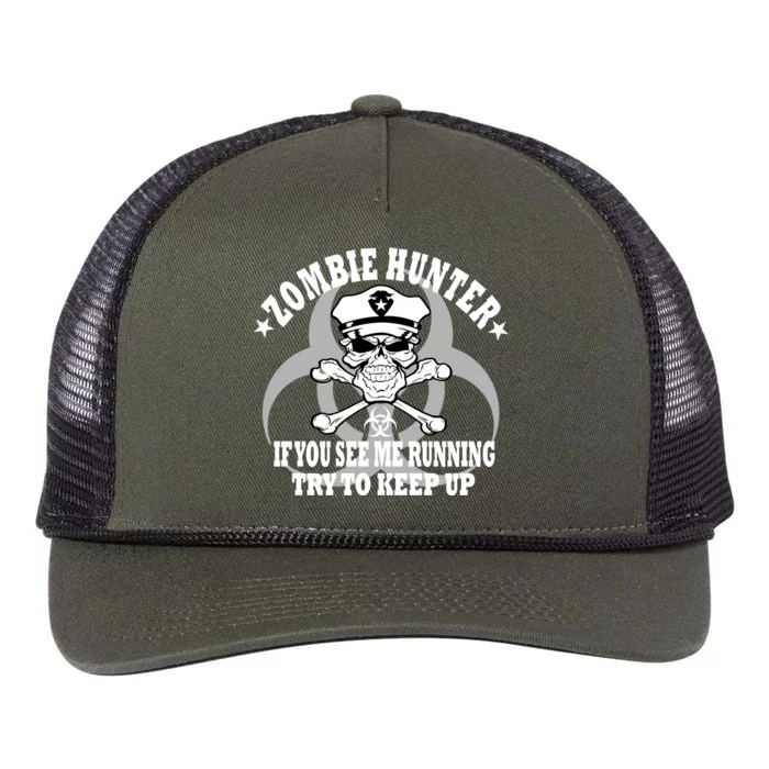 Zombie Hunter See Me Running Keep Up Retro Rope Trucker Hat Cap