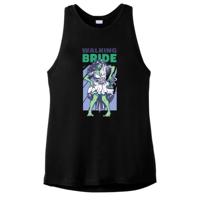 Zombie Walking Bride Ladies Tri-Blend Wicking Tank