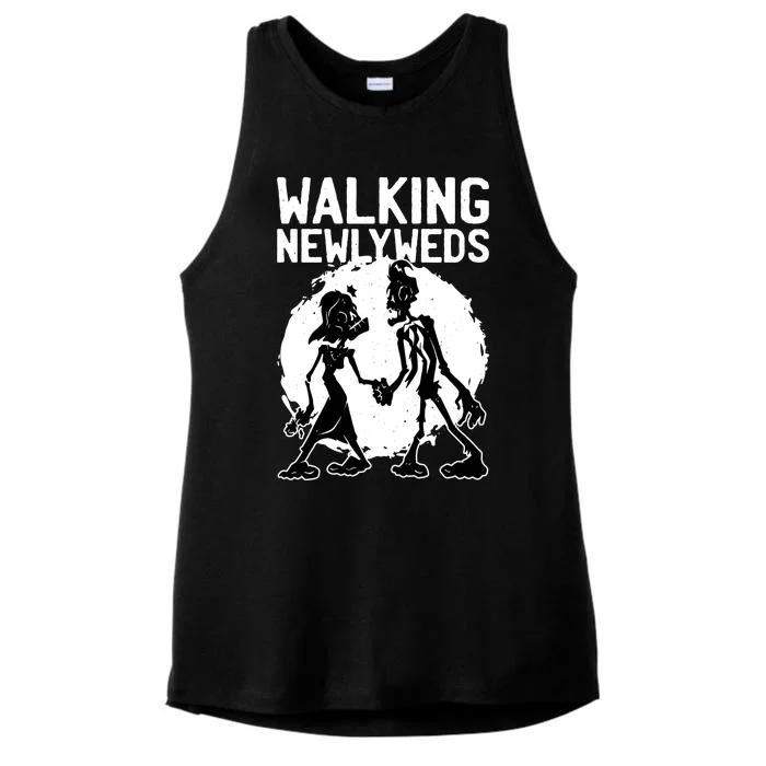 Zombie Walking Newlyweds Ladies Tri-Blend Wicking Tank